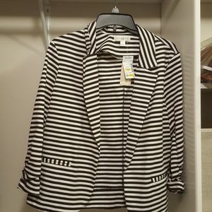 On trend striped black and white blazer!